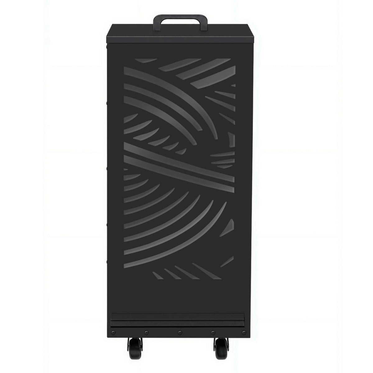 Réservoir à granulés 55 kg noir rangement à pellets 35 x 35 x 87 cm avec tiroir et motif
