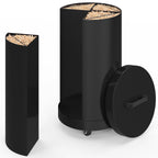 Réservoir à granulés rond 30 KG noir 4 compartiments détachables avec bec verseur rangement à pellets 35 x 35 x 63,5 cm