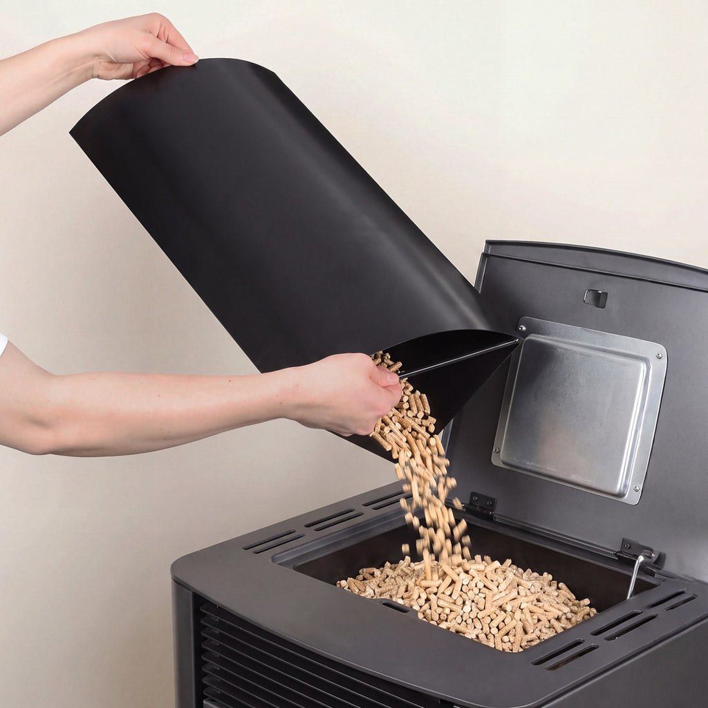 Réservoir à granulés rond 30 KG noir 4 compartiments détachables avec bec verseur rangement à pellets 35 x 35 x 63,5 cm