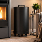 Réservoir à granulés rond 30 KG noir 4 compartiments détachables avec bec verseur rangement à pellets 35 x 35 x 63,5 cm