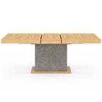 Table à manger extensible rectangle EDEN 6-10 personnes bois et effet béton 160-200 cm
