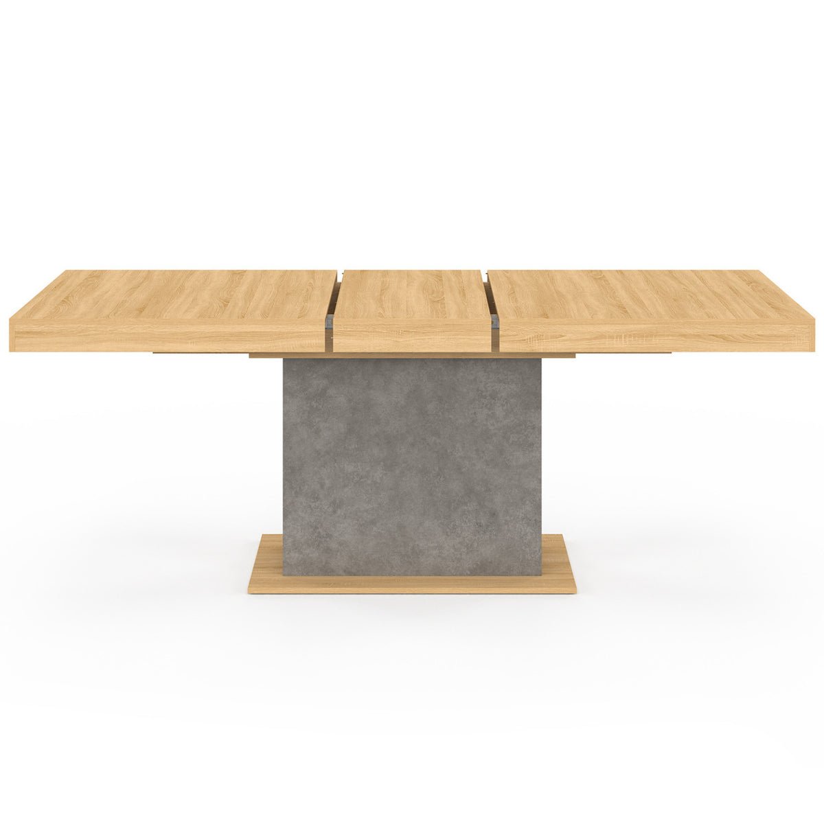 Table à manger extensible rectangle EDEN 6-10 personnes bois et effet béton 160-200 cm