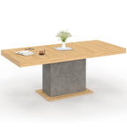 Table à manger extensible rectangle EDEN 6-10 personnes bois et effet béton 160-200 cm