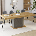 Table à manger extensible rectangle EDEN 6-10 personnes bois et effet béton 160-200 cm