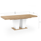 Table à manger extensible rectangle ELIAD 6-10 personnes bois et blanc 160-200 cm