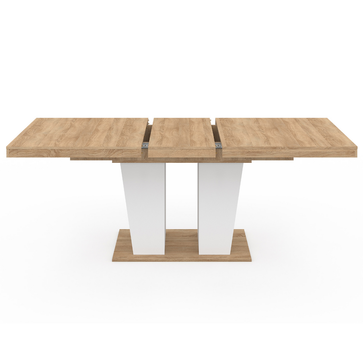 Table à manger extensible rectangle ELIAD 6-10 personnes bois et blanc 160-200 cm