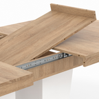 Table à manger extensible rectangle ELIAD 6-10 personnes bois et blanc 160-200 cm