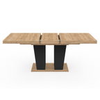 Table à manger extensible rectangle ELIAD 6-10 personnes bois et noir 160-200 cm