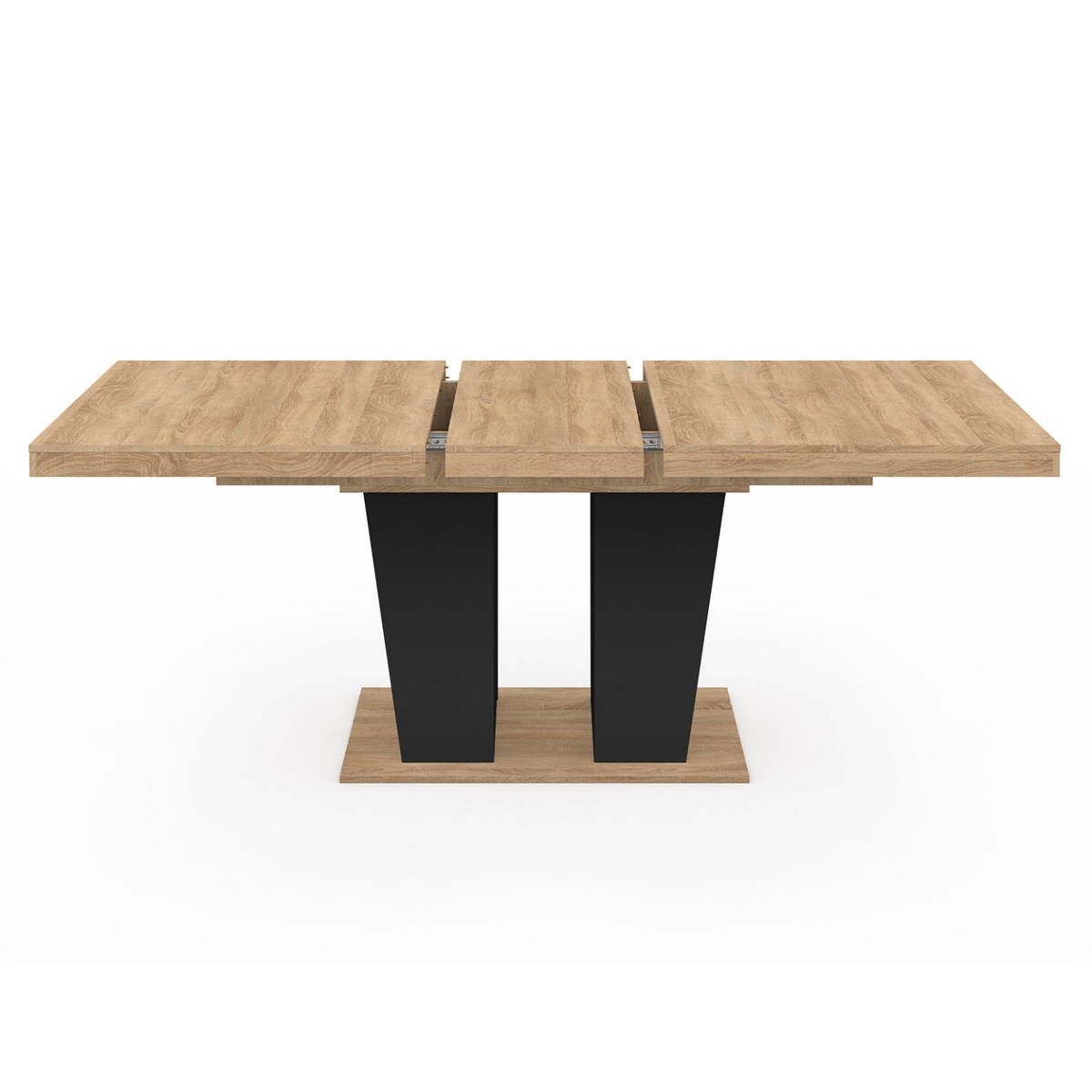 Table à manger extensible rectangle ELIAD 6-10 personnes bois et noir 160-200 cm