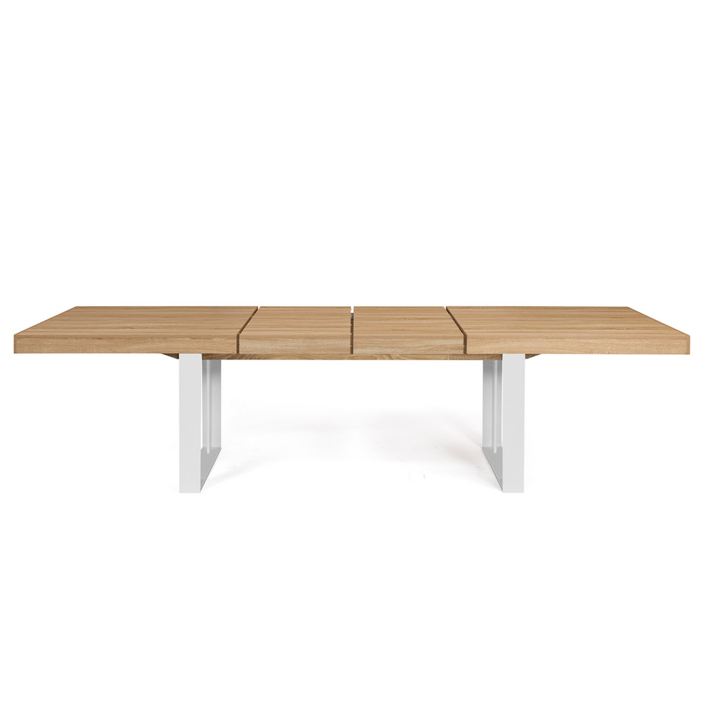 Table à manger extensible rectangle PHOENIX 6-12 personnes bois et blanc 200-300 cm