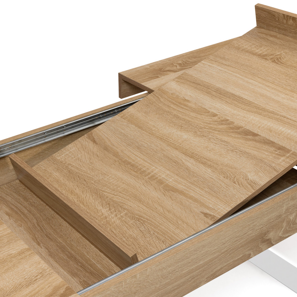 Table à manger extensible rectangle PHOENIX 6-12 personnes bois et blanc 200-300 cm