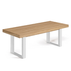 Table à manger extensible rectangle PHOENIX 6-12 personnes bois et blanc 200-300 cm