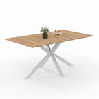 Table à manger rectangle ALIX 8 personnes pied araignée bois et blanc 160 cm