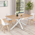 Table à manger rectangle ALIX 8 personnes pied araignée bois et blanc 160 cm