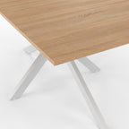 Table à manger rectangle ALIX 8 personnes pied araignée bois et blanc 160 cm