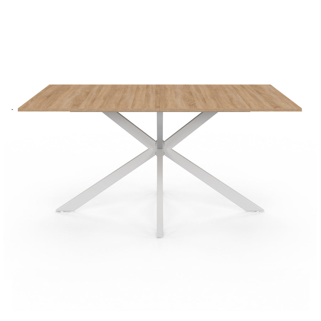 Table à manger rectangle ALIX 8 personnes pied araignée bois et blanc 160 cm