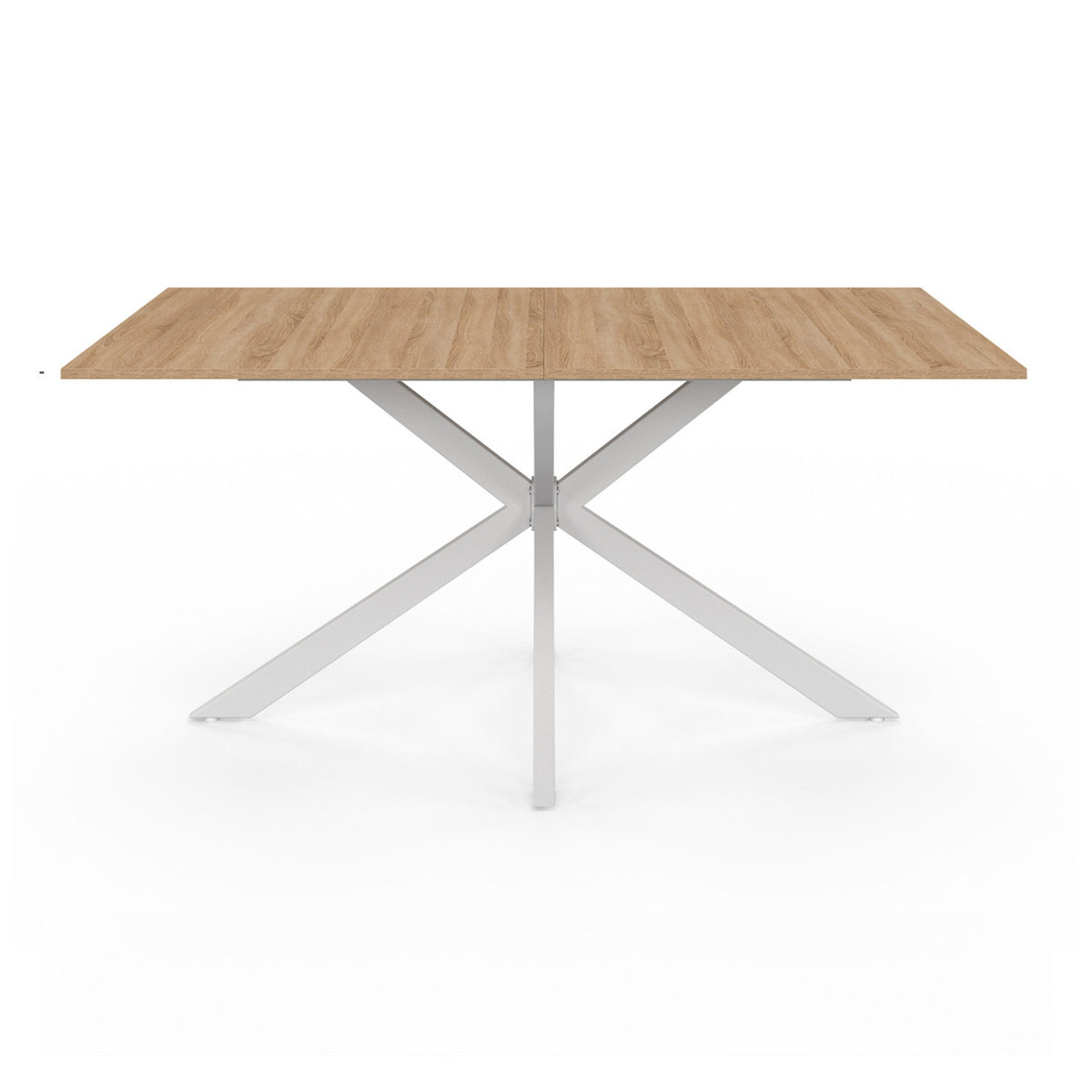 Table à manger rectangle ALIX 8 personnes pied araignée bois et blanc 160 cm