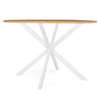 Table à manger ronde ALIX 6 personnes pied araignée bois et blanc 110 cm