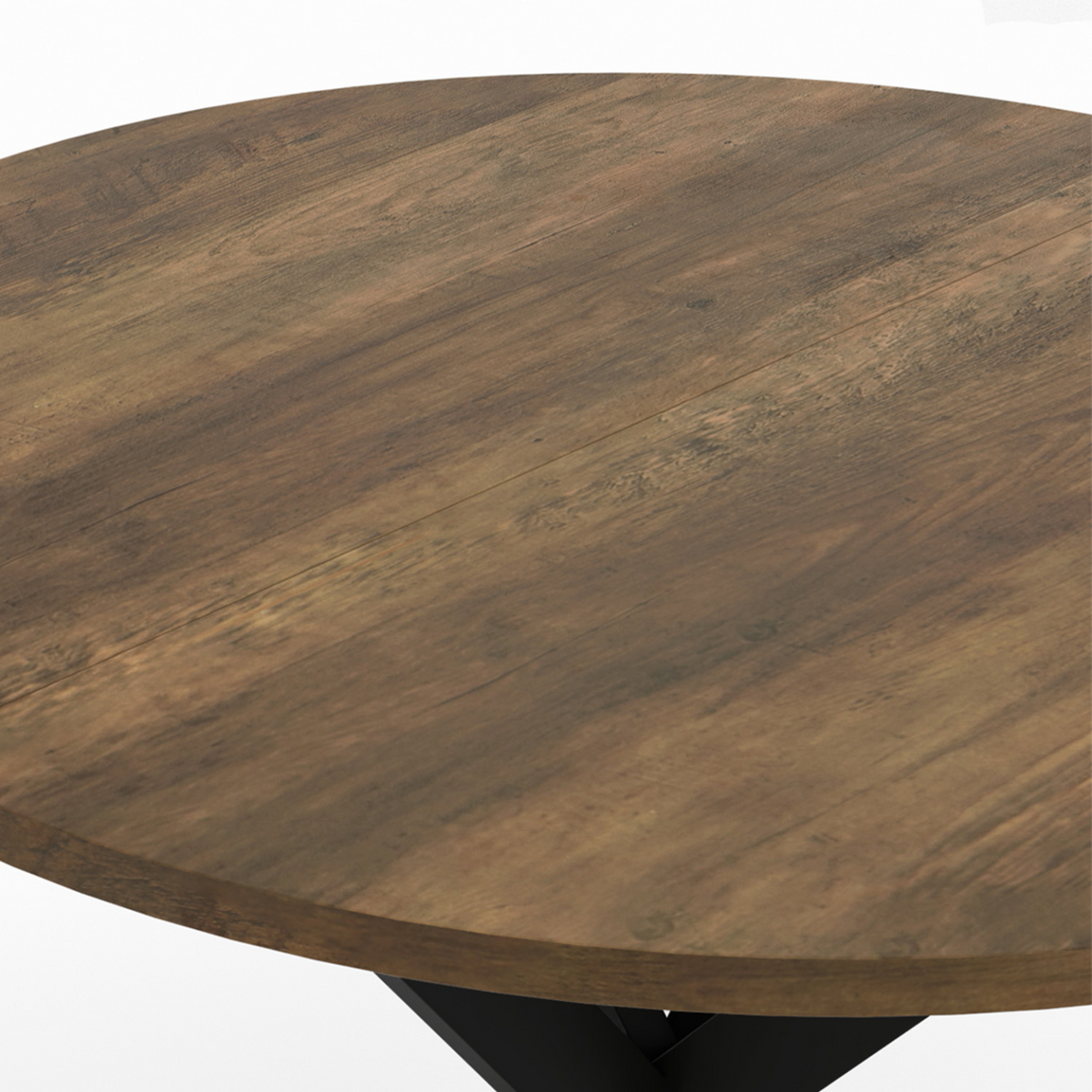 Table à manger ronde ALIX 4 personnes pied araignée noir et plateau bois foncé HAWKINS 80 cm