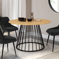 Table à manger ronde YUNA 6 personnes plateau bois et pied filaire en métal noir 110 cm