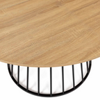 Table à manger ronde YUNA 6 personnes plateau bois et pied filaire en métal noir 110 cm