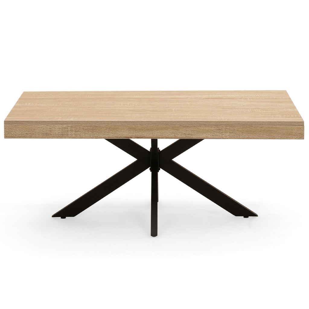 Table basse rectangulaire ALIX 110 cm pied araignée bois et noir