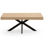 Table basse rectangulaire ALIX 110 cm pied araignée bois et noir