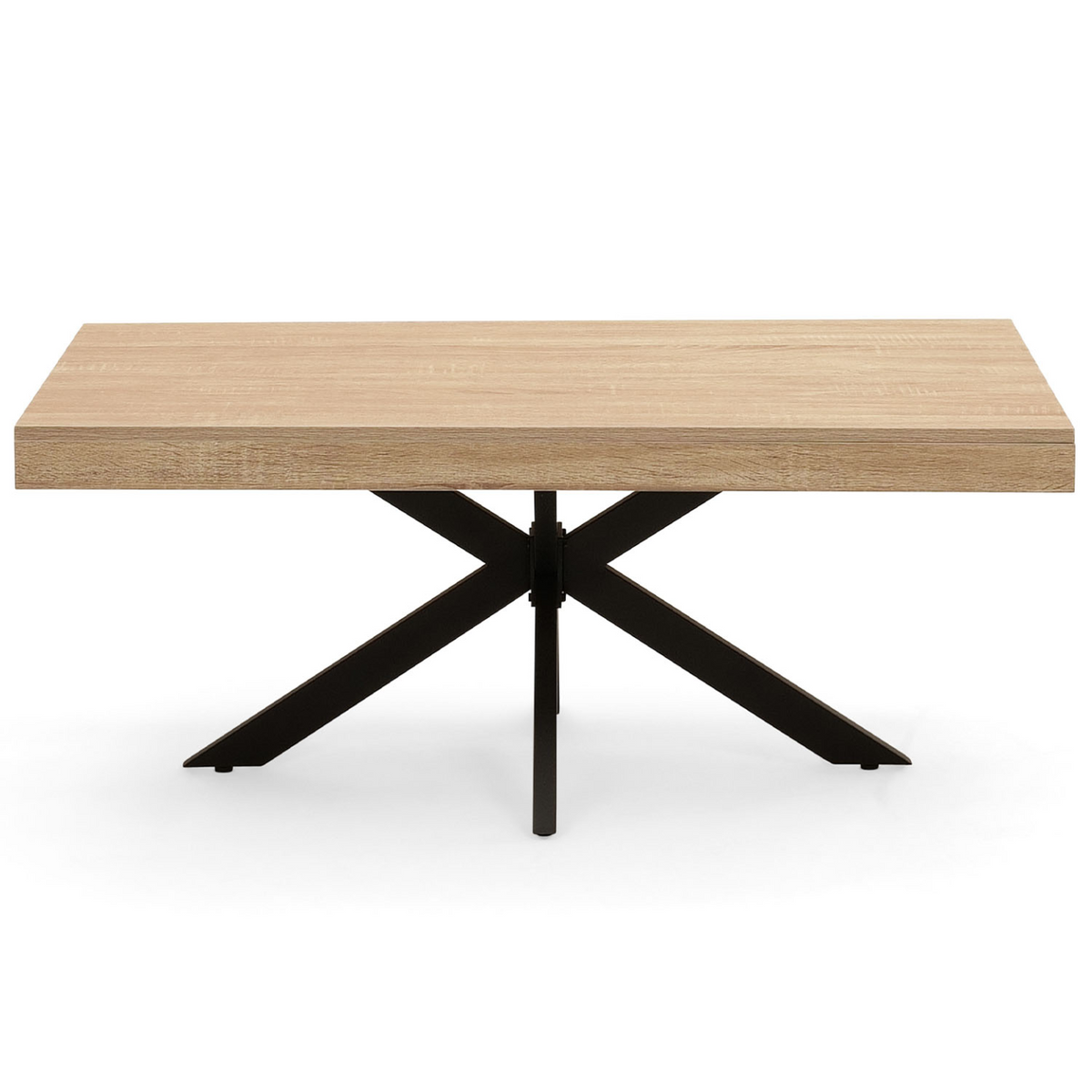 Table basse rectangulaire ALIX 110 cm pied araignée bois et noir