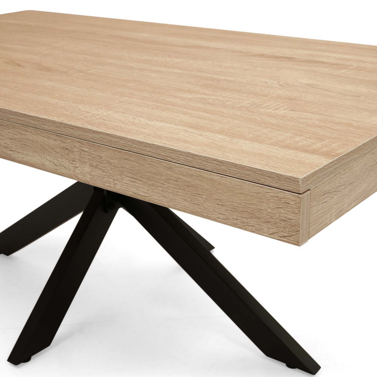 Table basse rectangulaire ALIX 110 cm pied araignée bois et noir