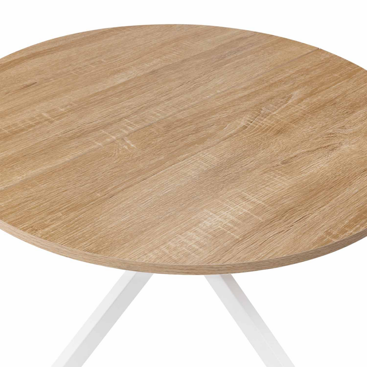 Table basse ronde ALIX pied araignée 70 cm bois et blanc