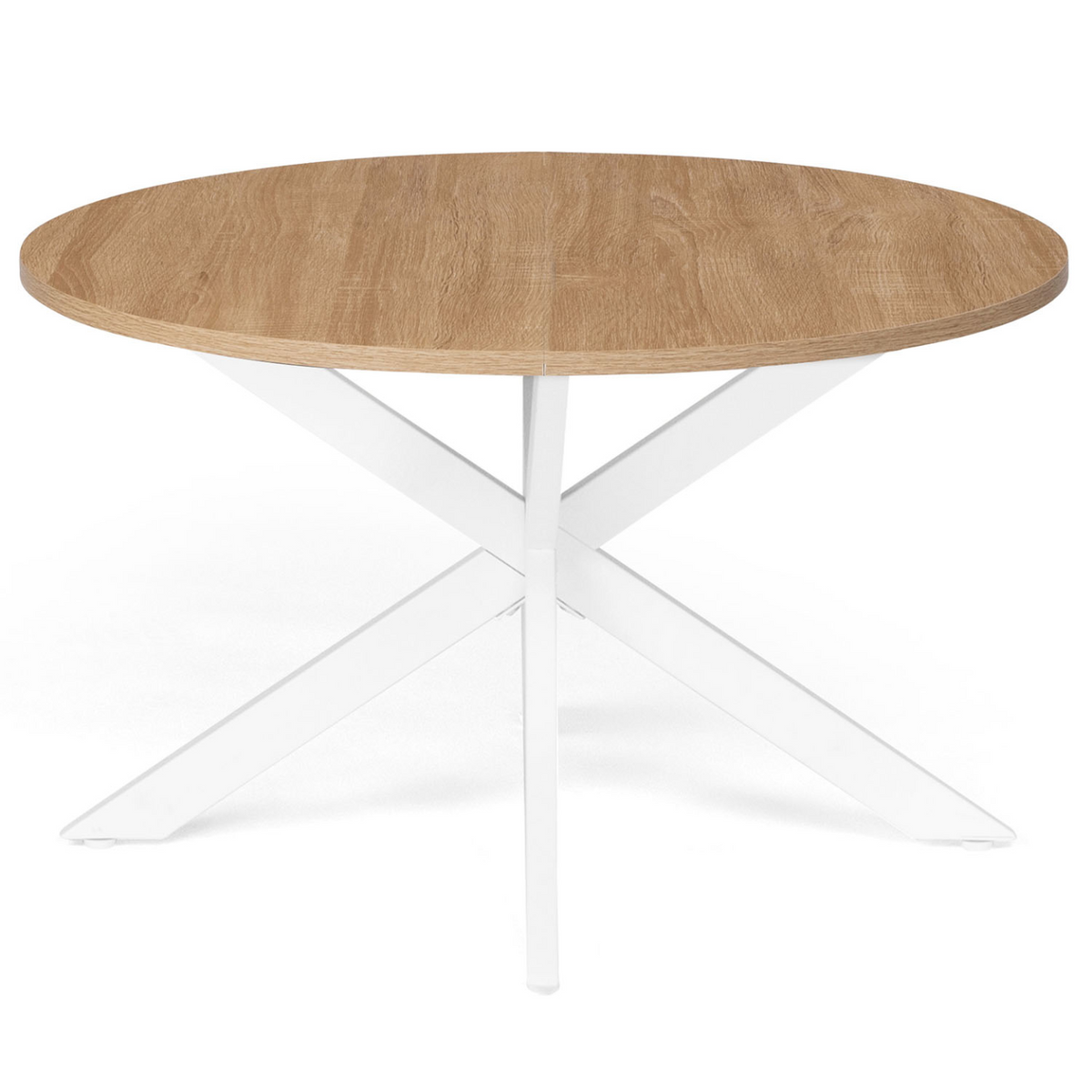 Table basse ronde ALIX pied araignée 70 cm bois et blanc