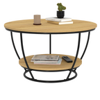 Table basse filaire double plateau ronde DETROIT 70 cm design industriel