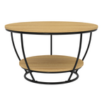 Table basse filaire double plateau ronde DETROIT 70 cm design industriel