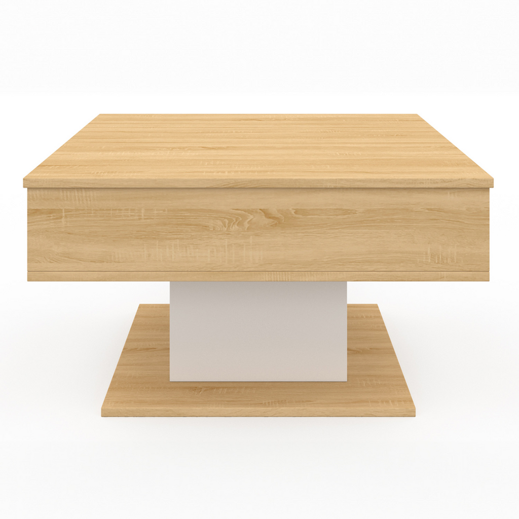 Table basse plateau relevable EDEN carrée bois et blanc