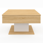 Table basse plateau relevable EDEN carrée bois et blanc