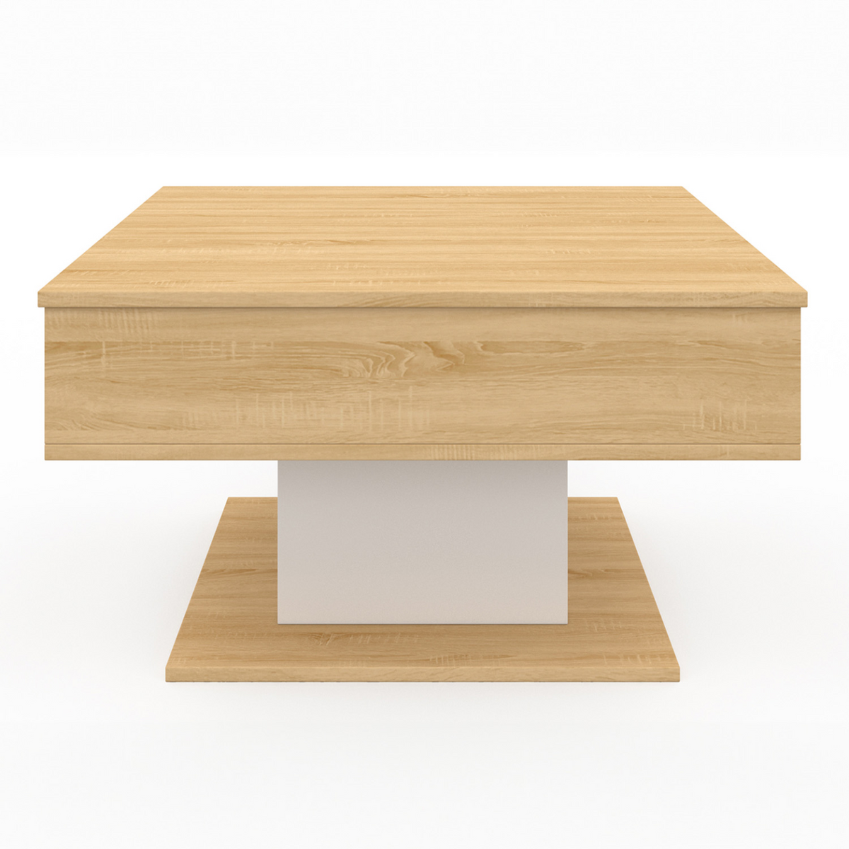 Table basse plateau relevable EDEN carrée bois et blanc