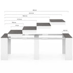 Table console extensible ORLANDO 10 personnes 235 cm bois blanc et effet  béton