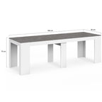 Table console extensible ORLANDO 10 personnes 235 cm bois blanc et effet  béton