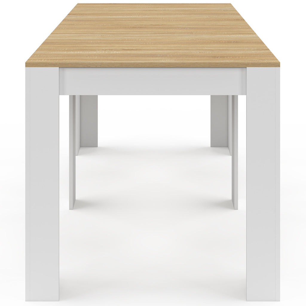 Table console extensible ORLANDO 10 personnes 235 cm bois blanc et façon hêtre