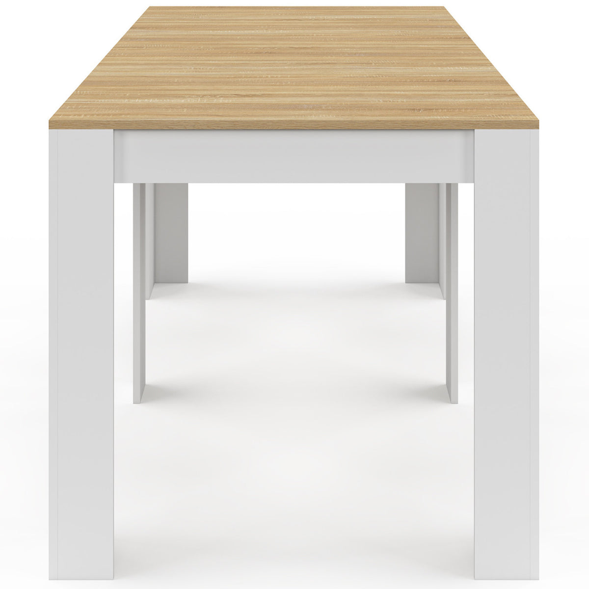 Table console extensible ORLANDO 10 personnes 235 cm bois blanc et façon hêtre