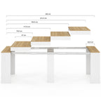 Table console extensible ORLANDO 10 personnes 235 cm bois blanc et façon hêtre