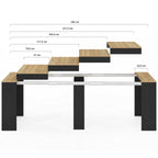 Table console extensible ORLANDO 10 personnes 235 cm bois noir et façon hêtre