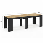 Table console extensible ORLANDO 10 personnes 235 cm bois noir et façon hêtre