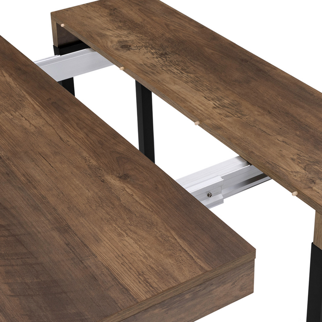 Table console extensible TORONTO 10 personnes 235 cm bois foncé noyer design industriel
