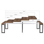 Table console extensible TORONTO 10 personnes 235 cm bois foncé noyer design industriel