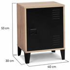 Table de chevet ESTER effet bois 1 porte métal noir design industriel