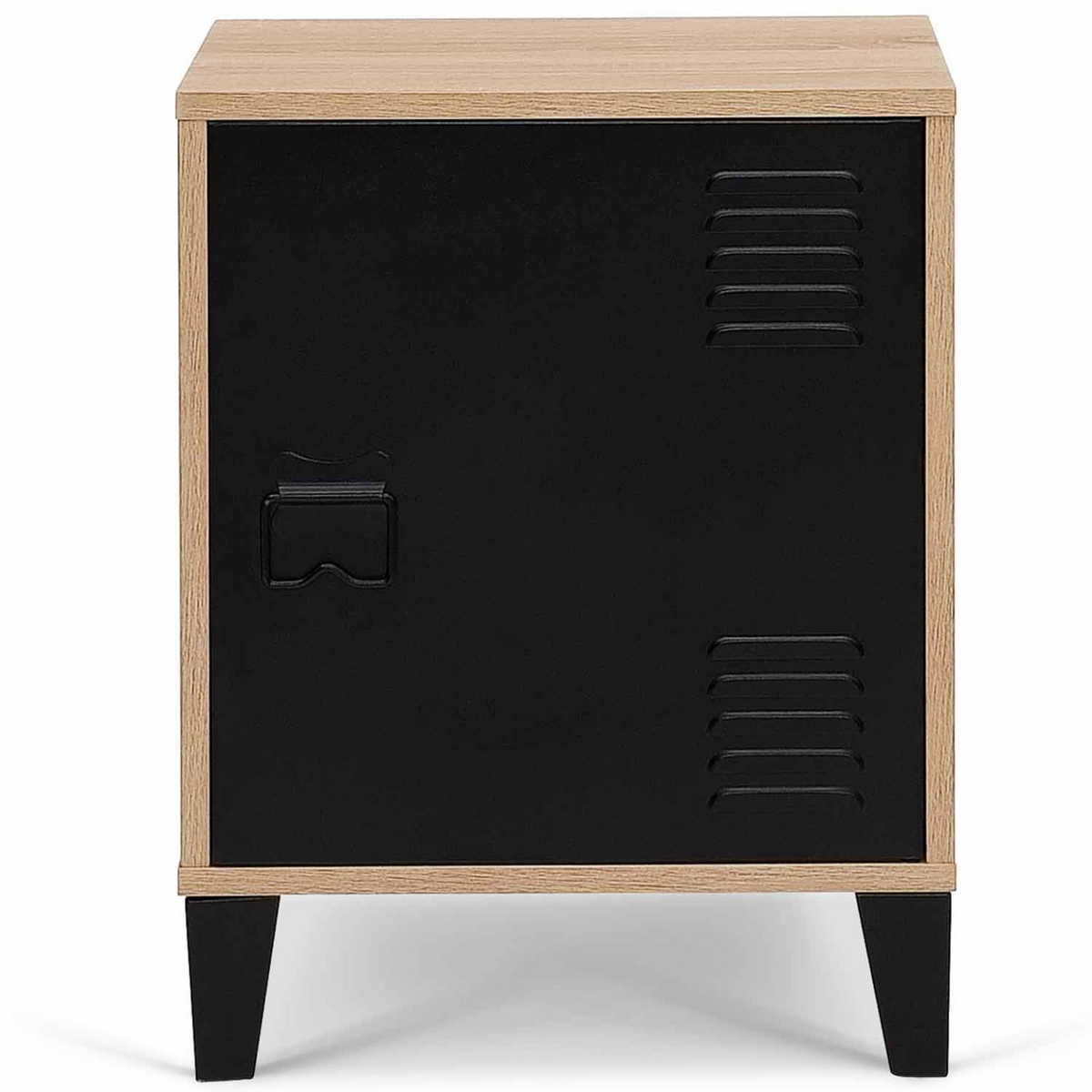 Table de chevet ESTER effet bois 1 porte métal noir design industriel