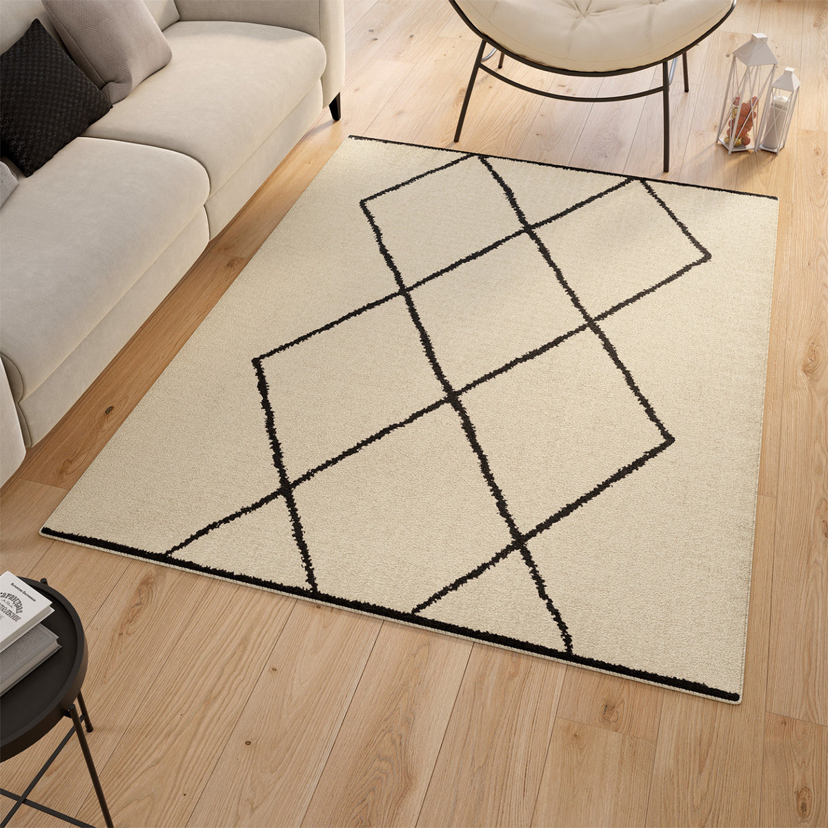 Tapis d'intérieur rectangle CASA à motifs berbère 160 x 220 cm