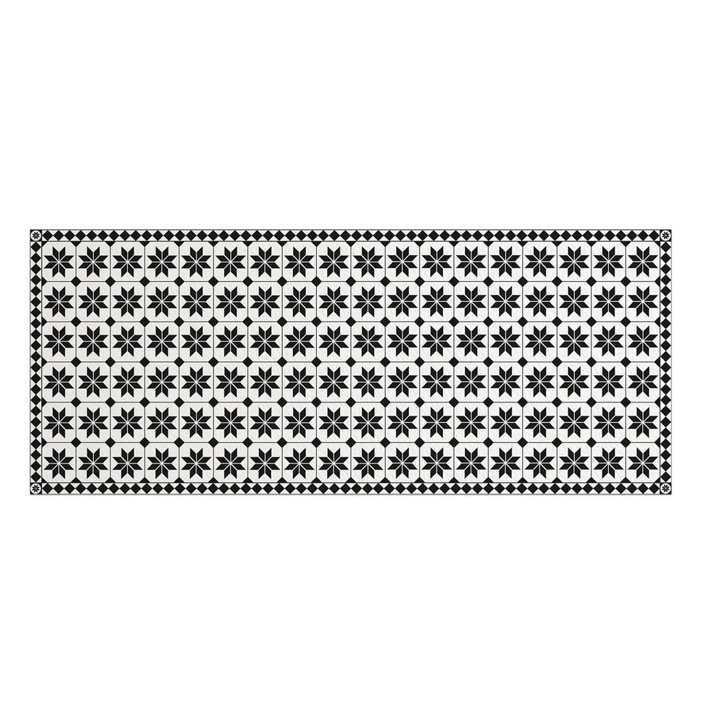 Tapis en vinyle effet mosaïque noir et blanc 66 x 160 cm