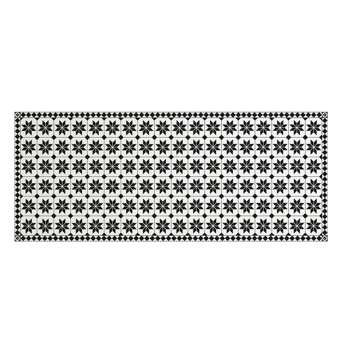 Tapis en vinyle effet mosaïque noir et blanc 66 x 160 cm